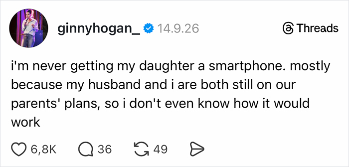A Threads post where parents vented about smartphone family plans and children