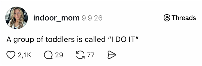 Amusing social media post of parents venting about a group of toddlers.
