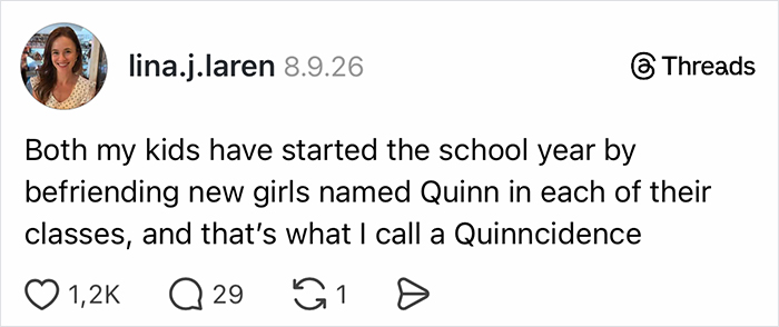 Parents venting about their kids befriending new girls with the same name in school.