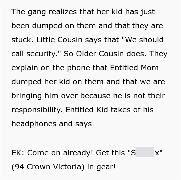 Gang calls security after mom dumps kid on them during New York trip