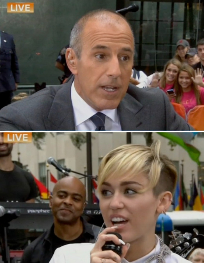 Miley Cyrus, a female star, puts a man in his place during a live interview.
