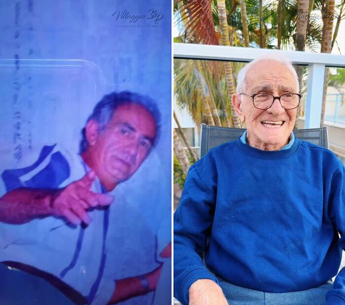 Brazil's nursing home residents in a heartwarming trend, pictured alongside their younger selves.