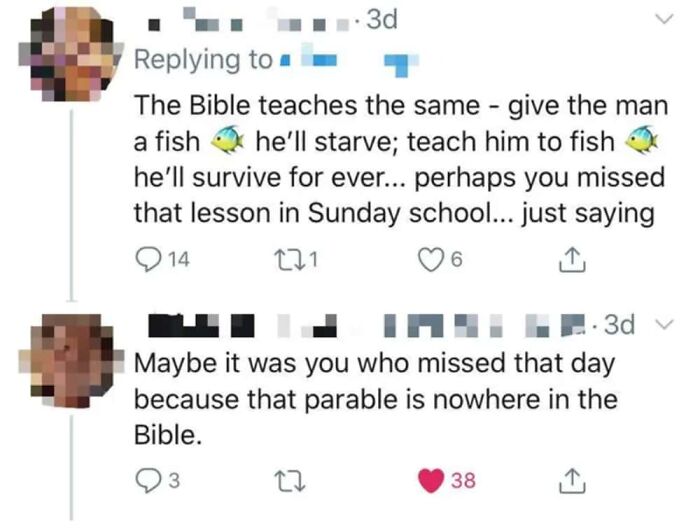 Online debate about Bible misquoting common fishing parable