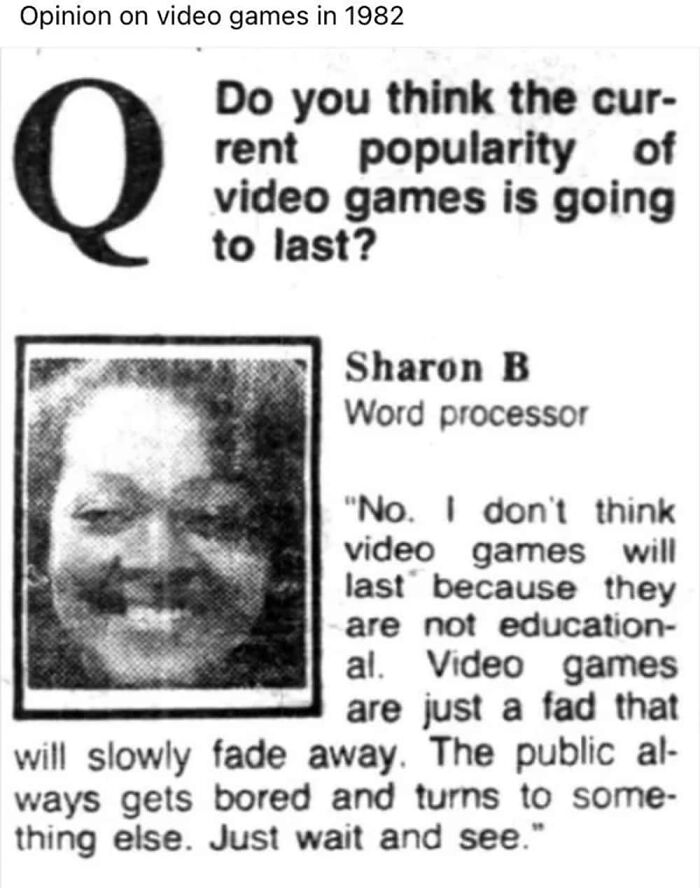 1982 newspaper clipping doubting the lasting popularity of video games