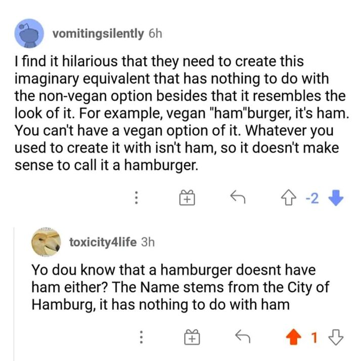 Online debate about the origin and naming of hamburgers and vegan alternatives