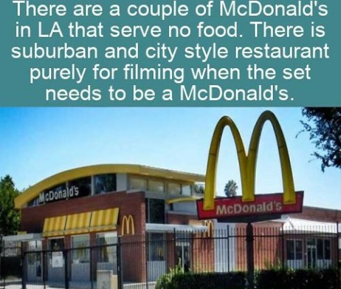 A McDonald's restaurant facade representing interesting facts about filming sets