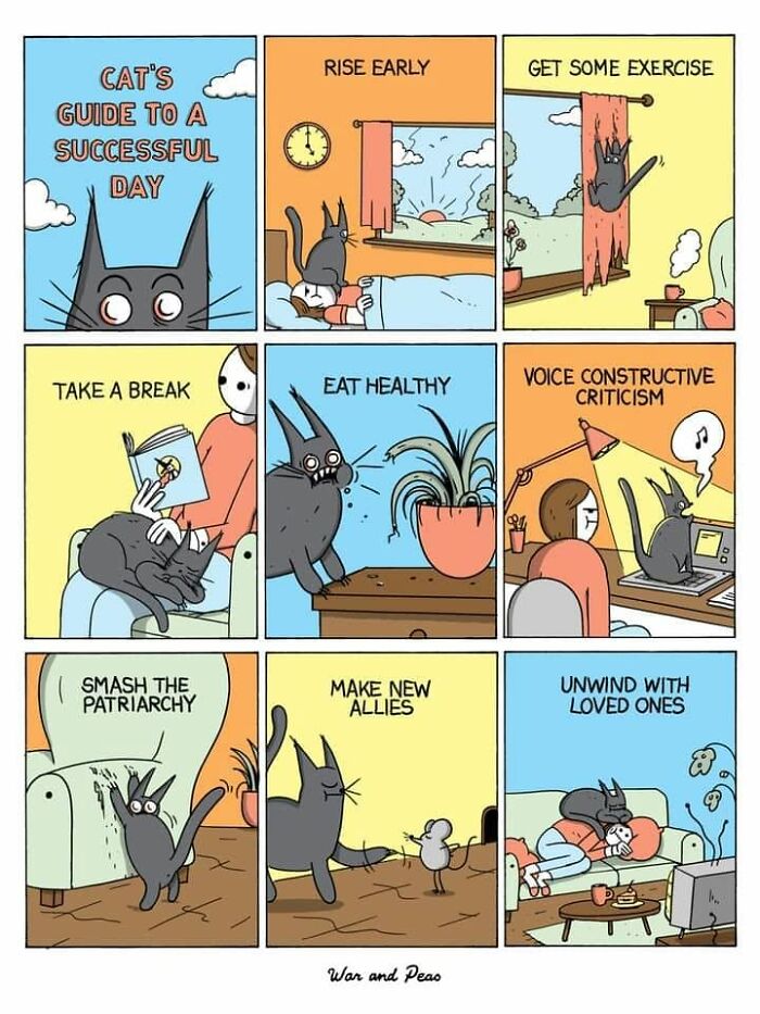 50 Hilarious Cat Comics By ‘War And Peas’ That Capture The Chaos Of Living With Feline