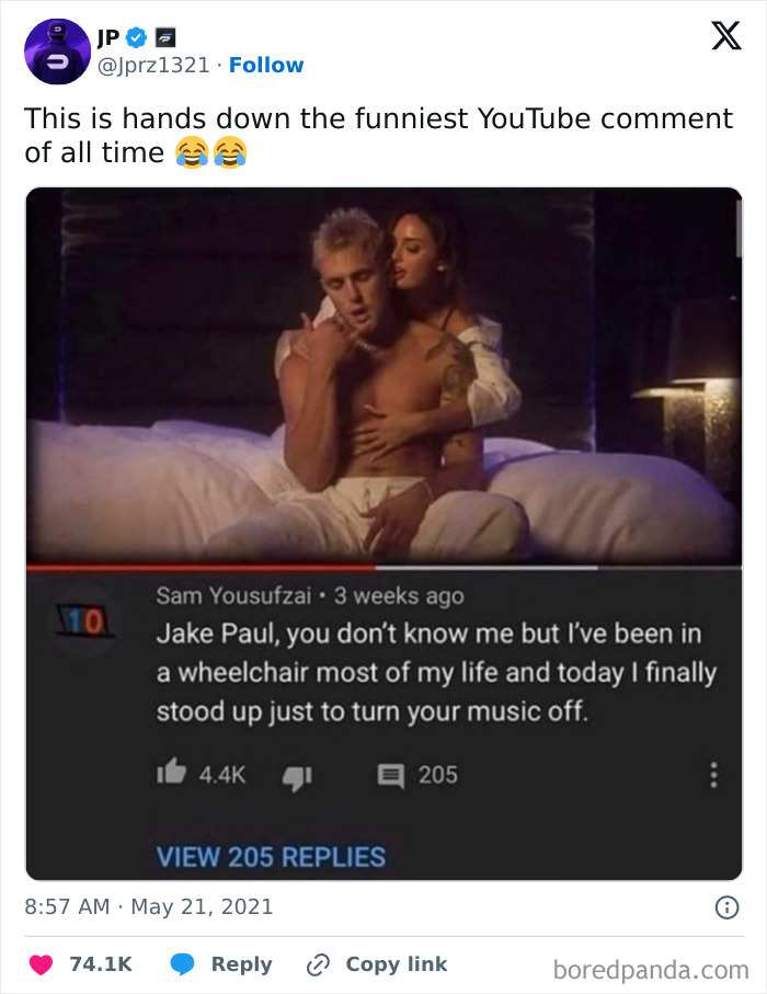 A funny YouTube comment about finding gold after scrolling down to the comment section.