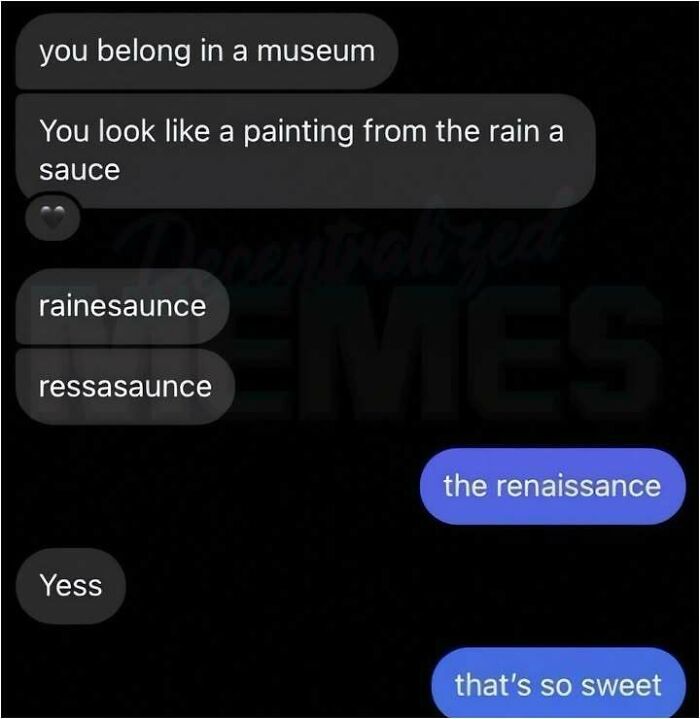 Hilarious text message meme where someone attempts to spell Renaissance multiple times.