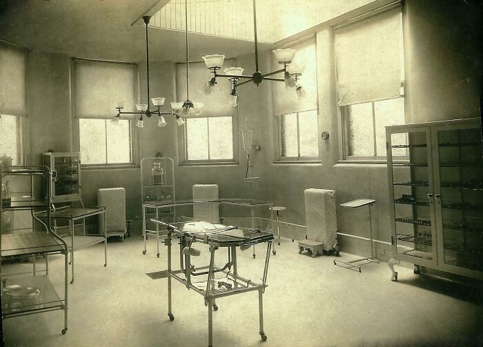 Vintage operating room showcasing the evolution of medical history