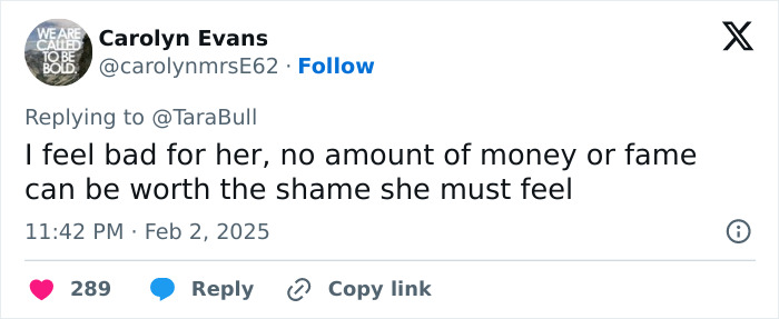 Tweet showing sympathy for Bianca Censori facing public shame