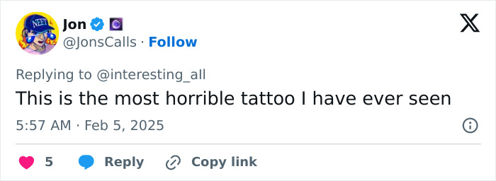 A social media post criticizing the controversial fingertip tattoo trend as horrible A social media post criticizing the controversial fingertip tattoo trend as horrible