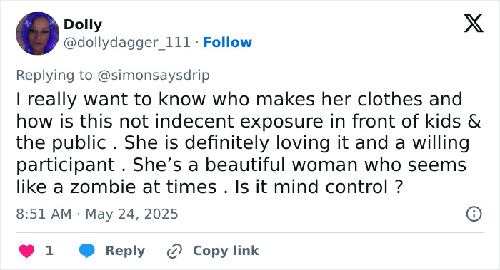 Tweet questioning Bianca Censori's sheer top as indecent exposure