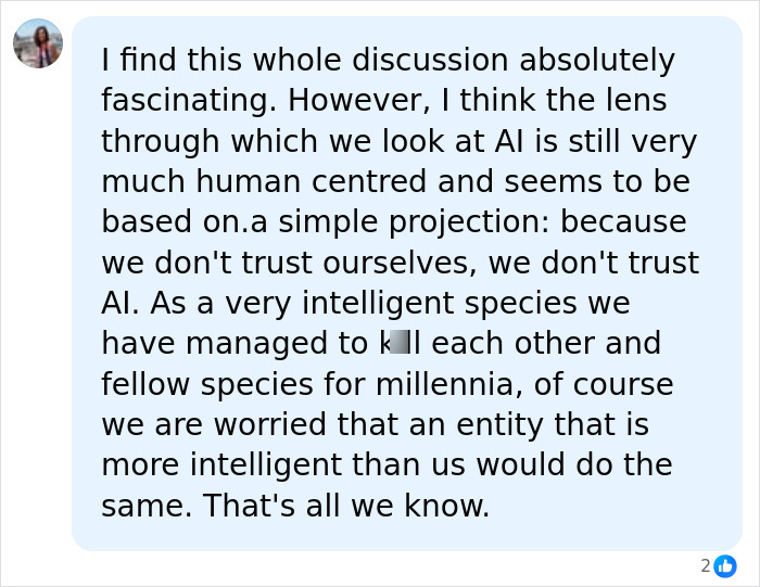 Thoughtful comment on human-centered view of AI and intelligence projections