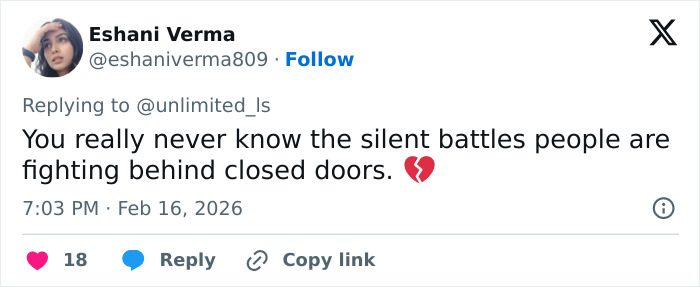 A social media post with the text 'You really never know the silent battles people are fighting behind closed doors. 💔' about the mom who ended daughter's life. A social media post with the text 'You really never know the silent battles people are fighting behind closed doors. 💔' about the mom who ended daughter's life.