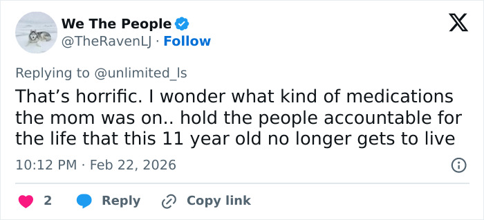 A tweet from @TheRavenLJ discussing the tragic case of the mom who ended her daughter's life in a Las Vegas hotel. A tweet from @TheRavenLJ discussing the tragic case of the mom who ended her daughter's life in a Las Vegas hotel.