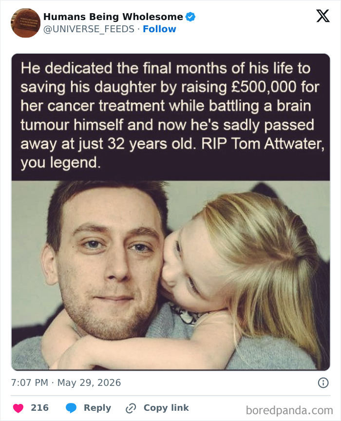 Heartfelt tribute to a father who raised money for cancer treatment while battling a brain tumor