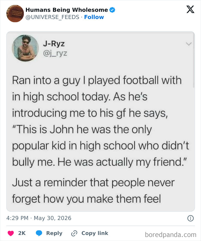 Friendship memory shared about kindness in high school football days