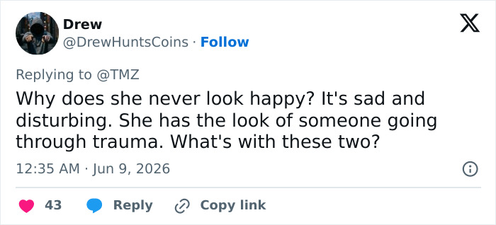 Tweet remarking Bianca Censori looks unhappy at George Lucas museum