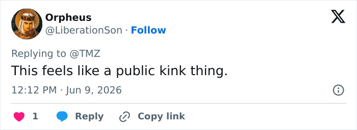 Tweet calling Bianca Censori's appearance a public kink thing