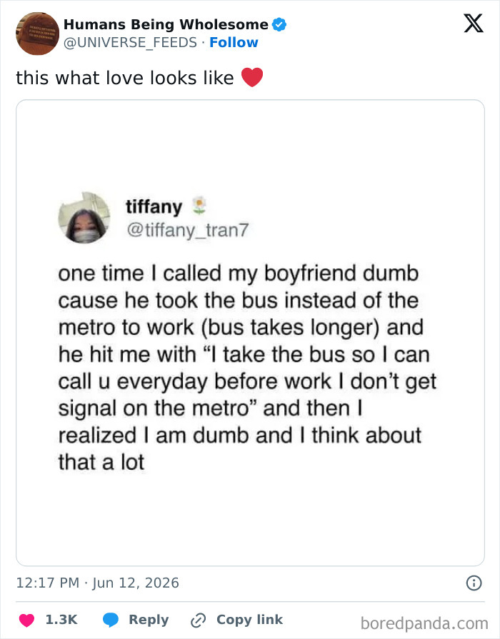 Boyfriend taking bus to call girlfriend daily in a loving gesture