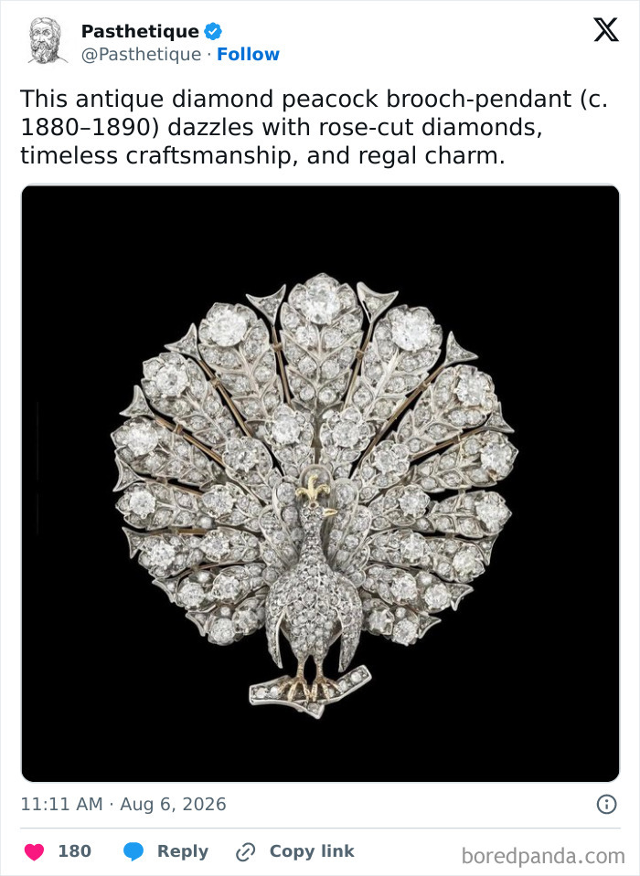 An antique diamond peacock brooch demonstrating history and culture