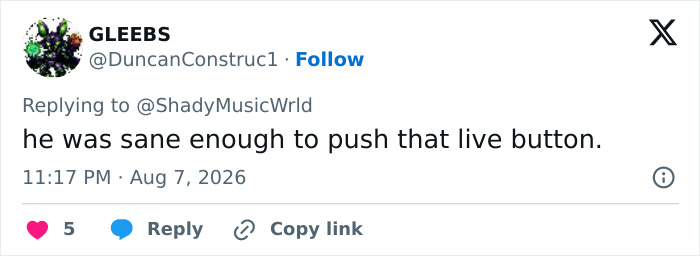 A social media user comments on Perez Hilton's crisis, stating he was sane enough to push the live button. A social media user comments on Perez Hilton's crisis, stating he was sane enough to push the live button.