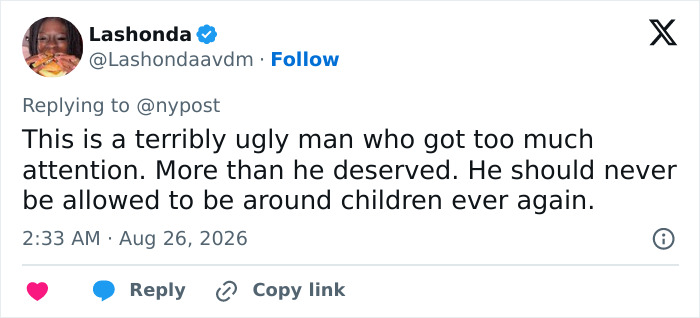 A social media comment discussing Perez Hilton's crisis, describing him as a 'terribly ugly man' who got too much attention. A social media comment discussing Perez Hilton's crisis, describing him as a 'terribly ugly man' who got too much attention.