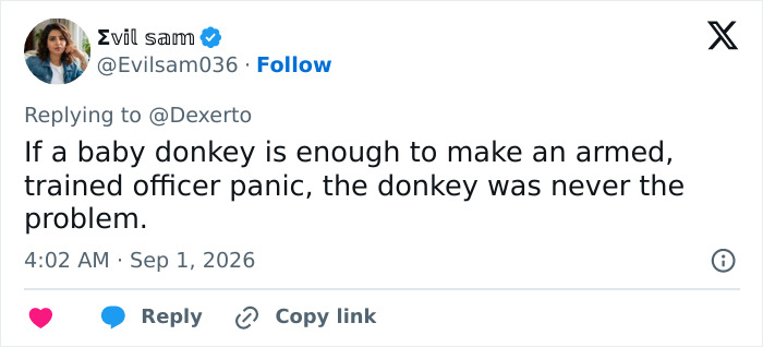 Officer Facing Backlash After Entering Family's Pasture Without Permission And Firing On Their Baby Pet Donkey Officer Facing Backlash After Entering Family's Pasture Without Permission And Firing On Their Baby Pet Donkey