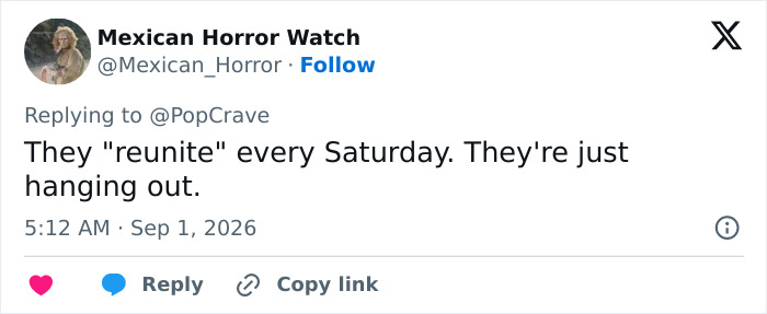 A social media post features a Modern Family fan clarifying that the cast frequently reunites, downplaying the surprise of the pic.