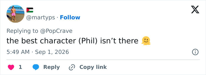 A fan comment about the Modern Family reunion pic, highlighting a major figure not present.