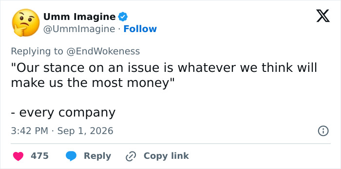 Tweet about Calvin Klein ad comparisons: Our stance on an issue is whatever we think will make us the most money. Tweet about Calvin Klein ad comparisons: Our stance on an issue is whatever we think will make us the most money.