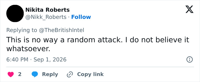 Screenshot of a tweet about the Times Square attacker, stating the attack on the Bank of America VP victim was not random. Screenshot of a tweet about the Times Square attacker, stating the attack on the Bank of America VP victim was not random.