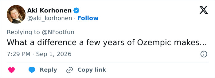 Tweet about Calvin Klein ad comparisons: What a difference a few years of Ozempic makes... Tweet about Calvin Klein ad comparisons: What a difference a few years of Ozempic makes...