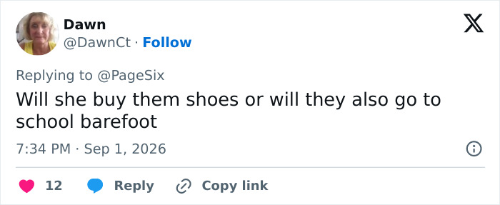 Dawn's tweet questioning whether Harry and Meghan will buy shoes for school, referencing new school rules. Dawn's tweet questioning whether Harry and Meghan will buy shoes for school, referencing new school rules.