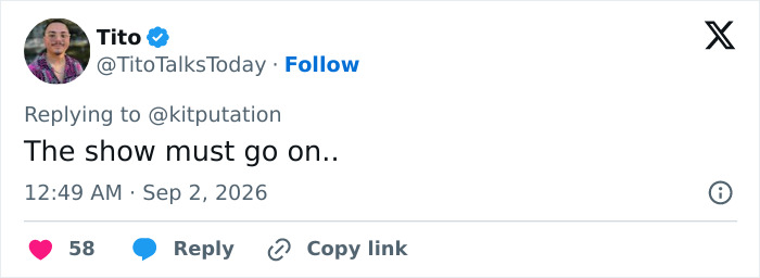 Screenshot of a tweet from Tito about Miley Cyrus' announcement and Dolly Parton's passing.