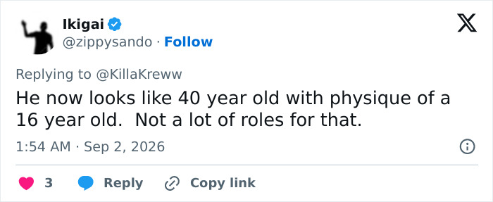 Screenshot of a social media post discussing trans actor Elliot Page's physique and the lack of roles for it, exposing Hollywood's reality. Screenshot of a social media post discussing trans actor Elliot Page's physique and the lack of roles for it, exposing Hollywood's reality.