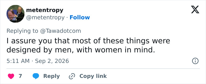 A tweet about amazing gadgets designed by women, with a netizen's wakeup call. A tweet about amazing gadgets designed by women, with a netizen's wakeup call.