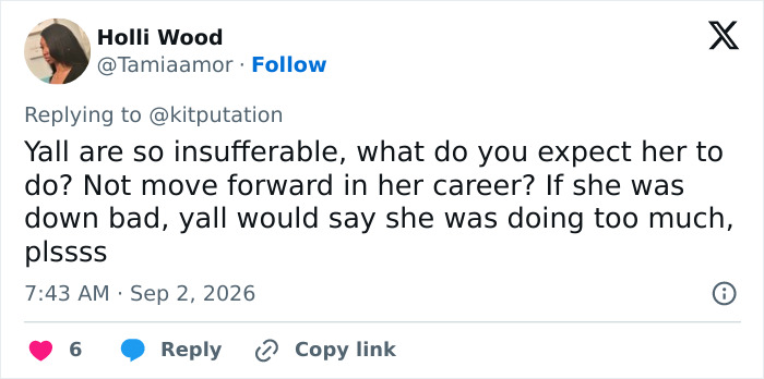 Tweet from Holli Wood defending Miley Cyrus announcement after Dolly Parton's passing and name change.