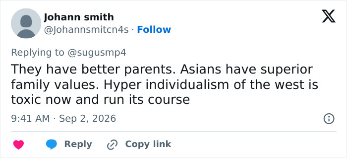 Screenshot of a tweet by Johann Smith debating Western beauty standards in the context of Japanese women. Screenshot of a tweet by Johann Smith debating Western beauty standards in the context of Japanese women.