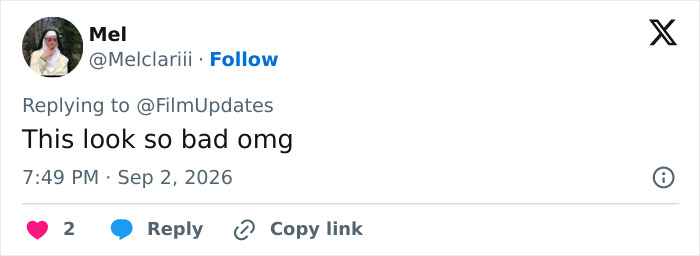 A tweet by Mel saying This look so bad omg, referencing fans' reactions to iconic actresses' forever-young looks backfiring. A tweet by Mel saying This look so bad omg, referencing fans' reactions to iconic actresses' forever-young looks backfiring.