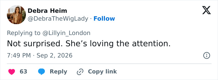 Twitter user Debra Heim comments on the odd sticker on Lindsay Clancy's wheelchair, suggesting she seeks attention. Twitter user Debra Heim comments on the odd sticker on Lindsay Clancy's wheelchair, suggesting she seeks attention.