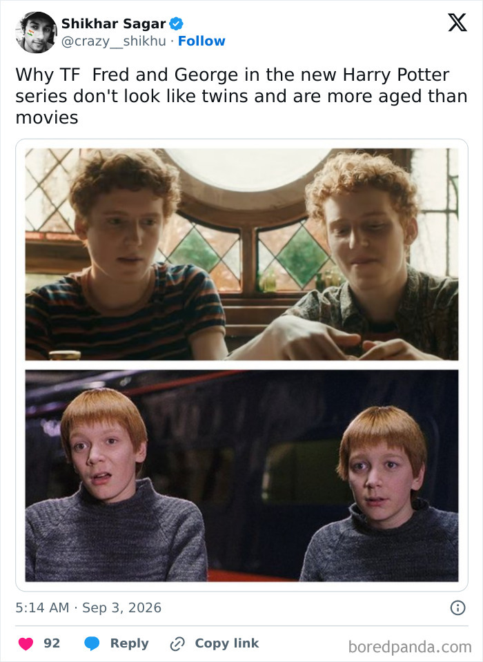 New Harry Potter series trailer shows Fred and George Weasley, raising fan concern about character accuracy and the new Harry Potter series.