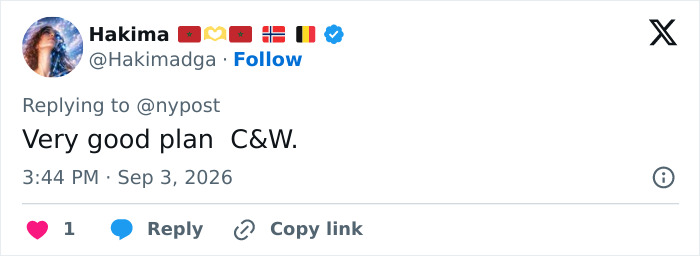 A tweet from Hakima approving of William and Kate's plan to deal with Harry and Meghan. A tweet from Hakima approving of William and Kate's plan to deal with Harry and Meghan.