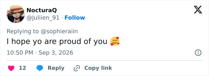 A Netizen comment from NocturaQ to Sophie Rain, expressing pride in her weight loss journey. A Netizen comment from NocturaQ to Sophie Rain, expressing pride in her weight loss journey.