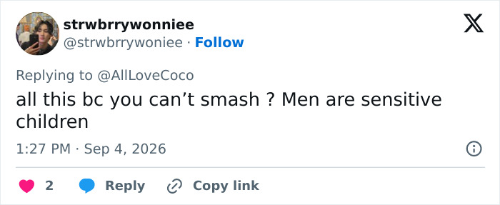 Tweet by strwbrrywonniee about a brutal reaction to a woman rejecting a man on a second date, raising awareness. Tweet by strwbrrywonniee about a brutal reaction to a woman rejecting a man on a second date, raising awareness.