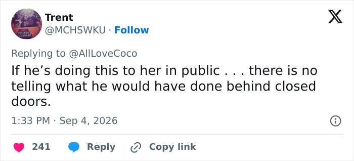 Trent tweet: Man's brutal reaction after woman rejects him on second date, raising awareness on such behavior. Trent tweet: Man's brutal reaction after woman rejects him on second date, raising awareness on such behavior.