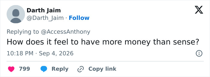 A tweet from Darth Jaim asking, How does it feel to have more money than sense? about Beyoncé's wooden box. A tweet from Darth Jaim asking, How does it feel to have more money than sense? about Beyoncé's wooden box.