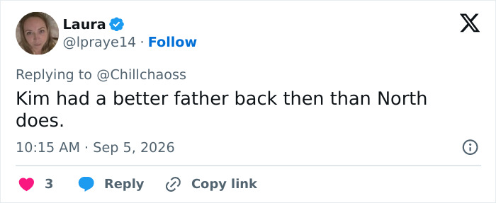 Laura on social media comments on Kim Kardashian and North West parenting controversy.