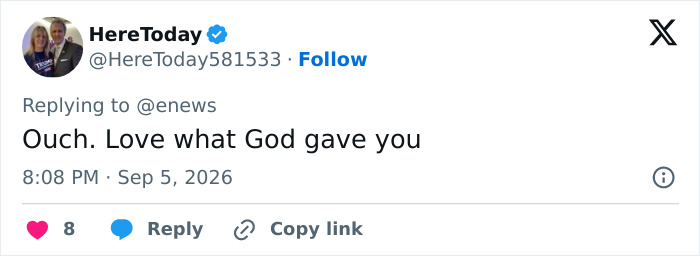 A social media comment concerning an influencer's tragic passing after a male cosmetic procedure.